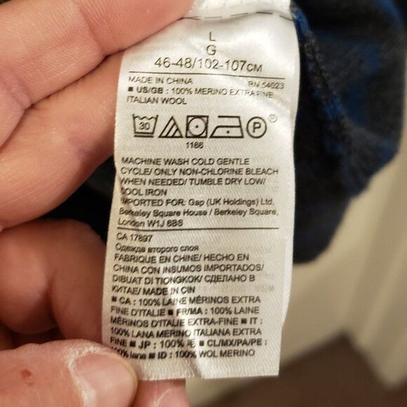 BANANA Rep Men's X-Fine Italian Wool Grey-Blue Stripe V-Neck Sweater - Picture 4 of 8